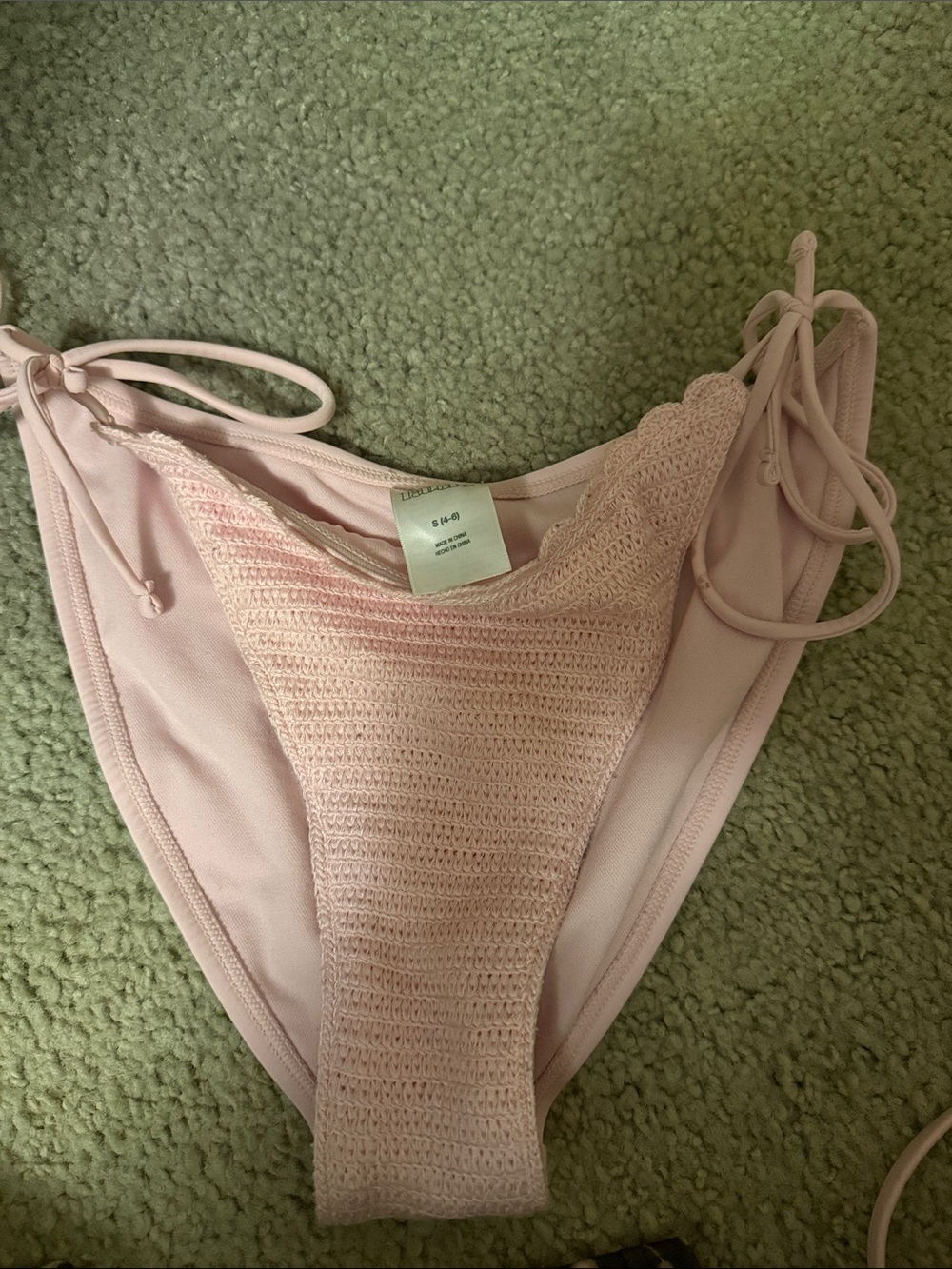 wild fable Light Pink Crochet-Front String Bikini Bottom